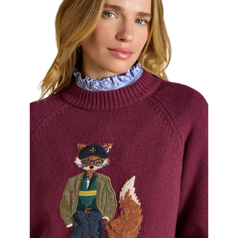 Joules Ladies Jonty Knit Jumper - Burgundy Red-3