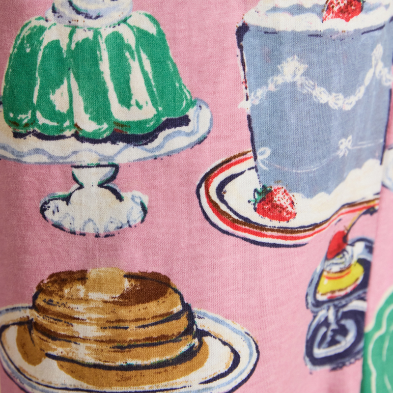 Joules Ladies Lyla Pyjamas - Cream/Pink Puddings Print-3
