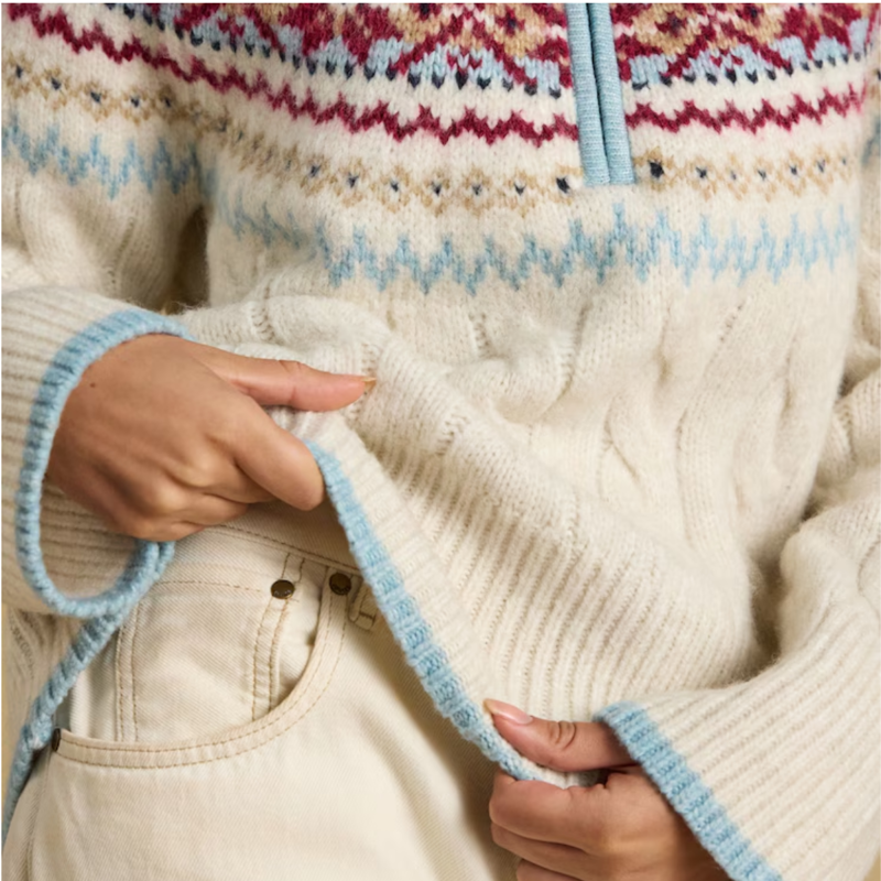 Joules Ladies Allaway Quarter Zip Jumper - Cream-3