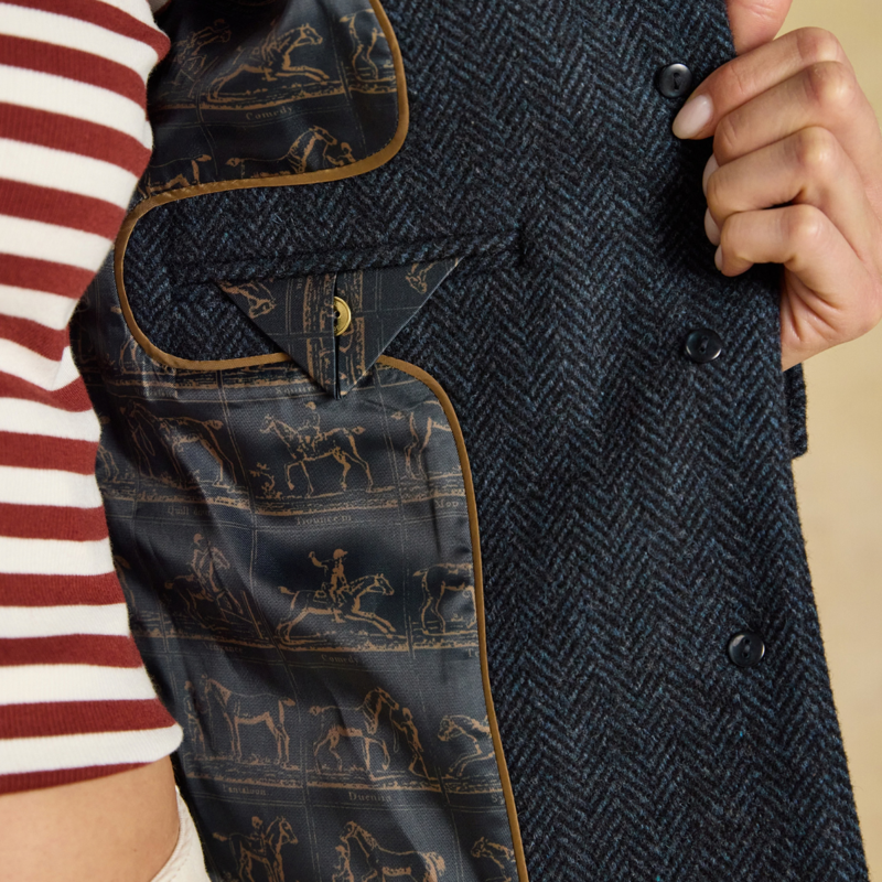 Joules Ladies Canterly Jacket - Navy Herringbone-2