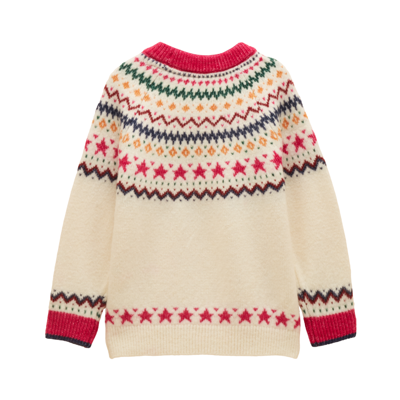 Joules Girls' Stardust Jumper -  Pink/Cream-1