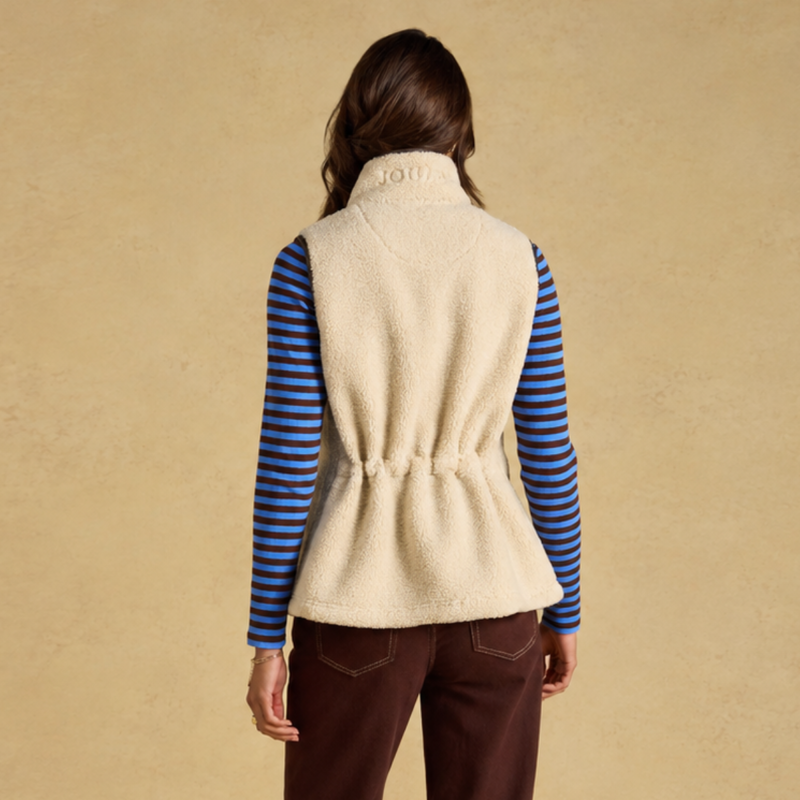 Joules Ladies Borg Heritage Longline Gilet - Cream-1
