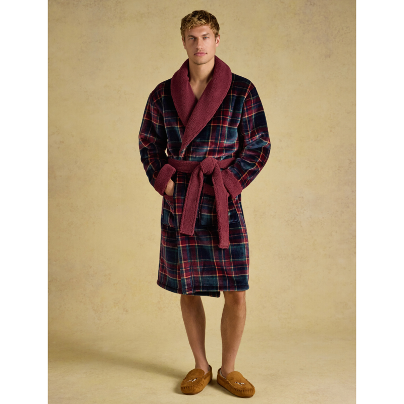 Joules Men's Montague Dressing Gown - Burgundy Red-4