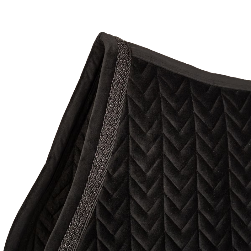 Kentucky Velvet Fishbone Plaited Glitter Rope Jumping Saddlepad Full - Black-1