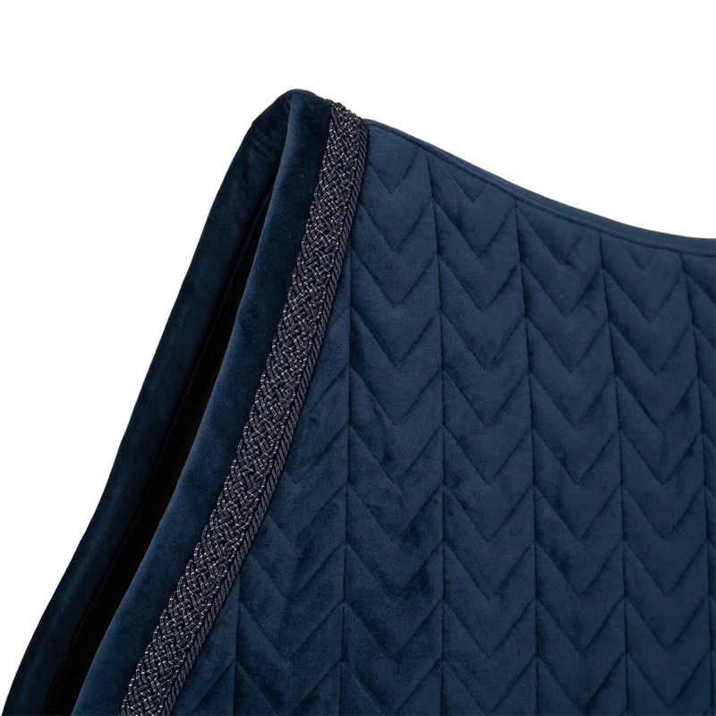 Kentucky Velvet Fishbone Plaited Glitter Rope Jumping Saddlepad Full - Navy-1