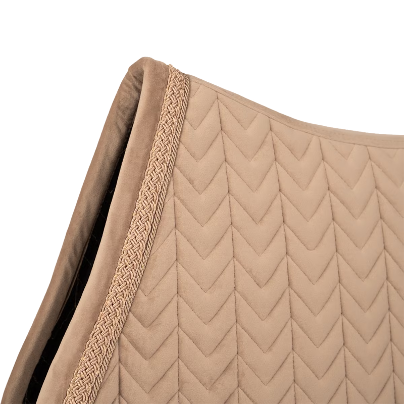 Kentucky Velvet Fishbone Plaited Glitter Rope Jumping Saddlepad Full - Beige-1