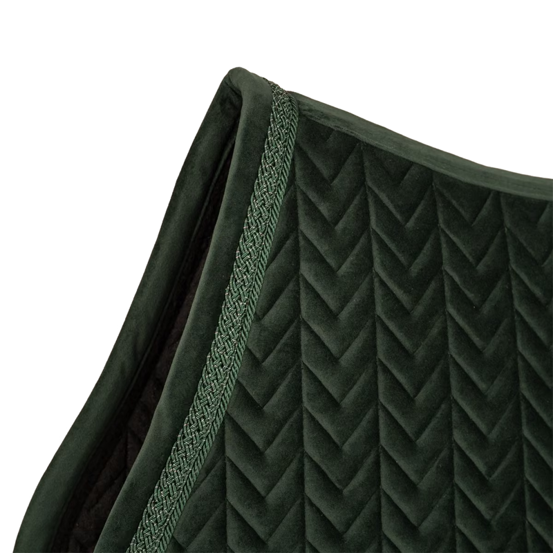 Kentucky Velvet Fishbone Plaited Glitter Rope Jumping Saddlepad Full - Dark Green-1