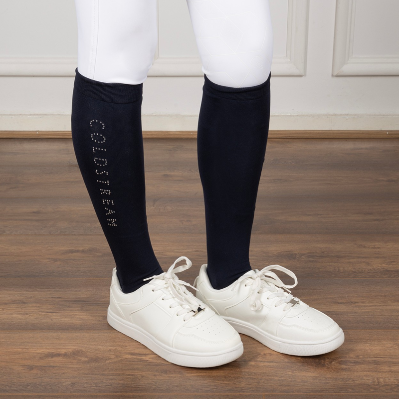 Coldstream Child's Rochester Diamante Riding Socks - Navy Silver-1