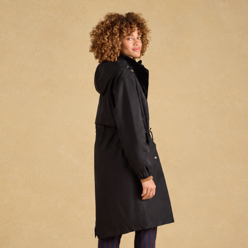 Joules Ladies Stormwell Hooded Waterproof Raincoat - Black-1