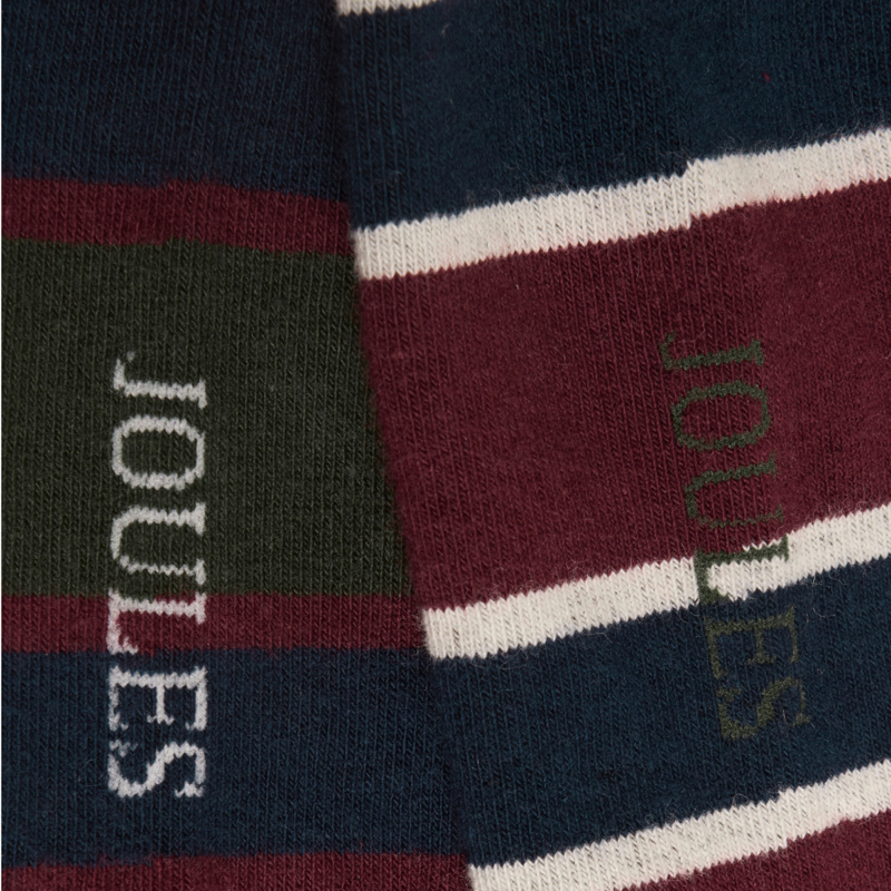 Joules Men's Kingsbury 2 Pack Socks - Green/Red Stripe-2