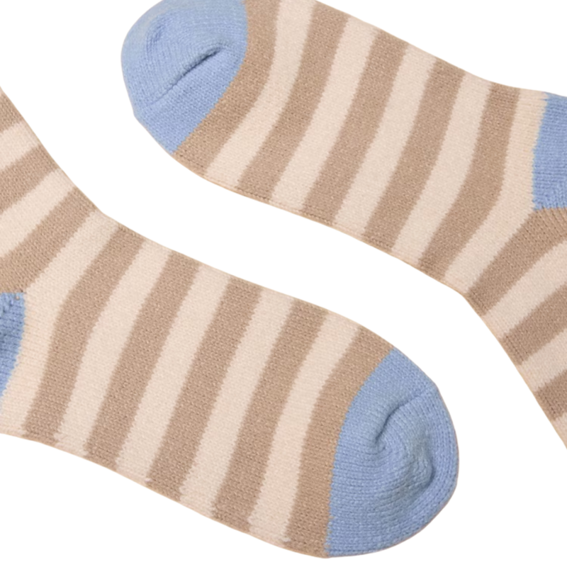 Joules Ladies Cosy Stripe Socks - Oat Stripe-1
