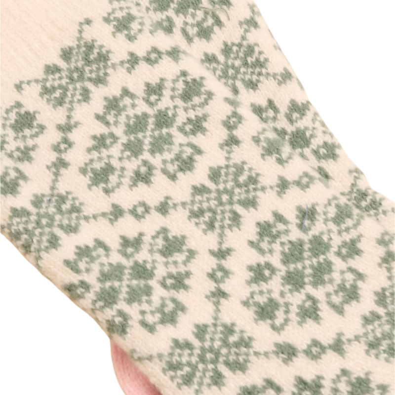 Joules Ladies Cosy Geo Socks - Khaki Green Geo-1