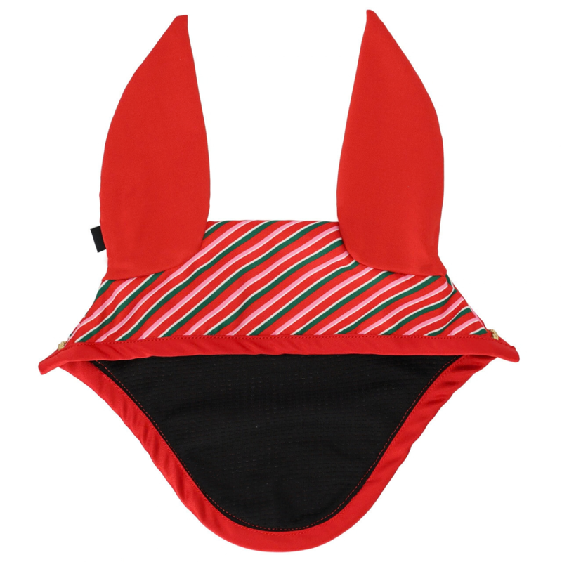 QHP Christmas Print Ear Net - Jolly Stripe-1