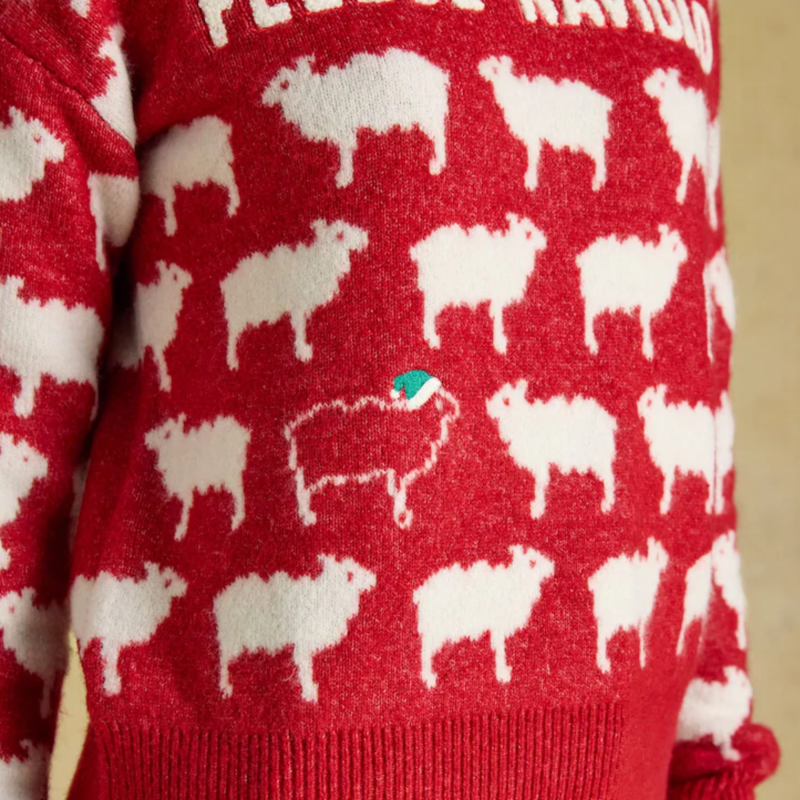 Joules Ladies Fleece Navidad Knit - Wine-3