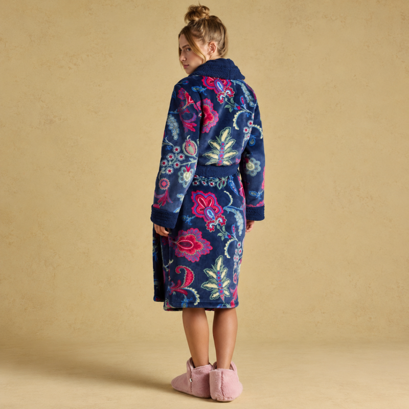 Joules Ladies Matilda Dressing Gown - Navy Floral-1