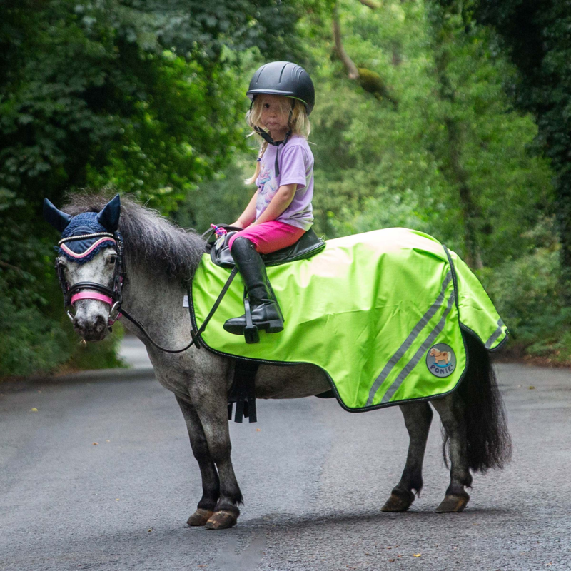 Gallop Ponie Retro Reflective Waterproof Exercise Sheet - Yellow-1