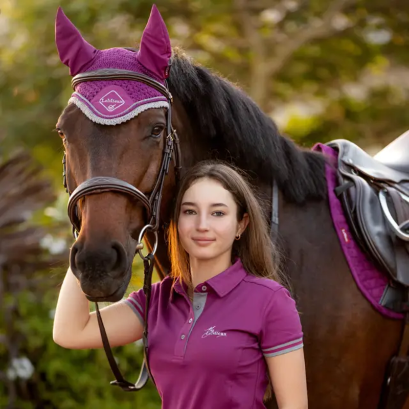 LeMieux Classic Lycra Fly Hood - Plum-2
