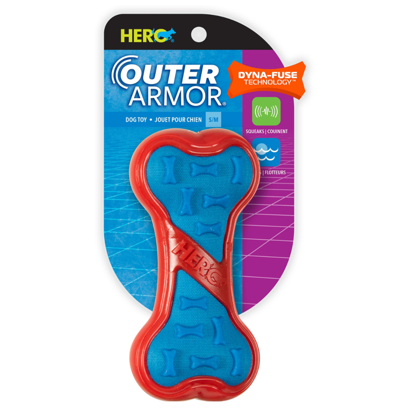 Rosewood Outer Armor Small Bone Dog Toy - Blue/Red-1