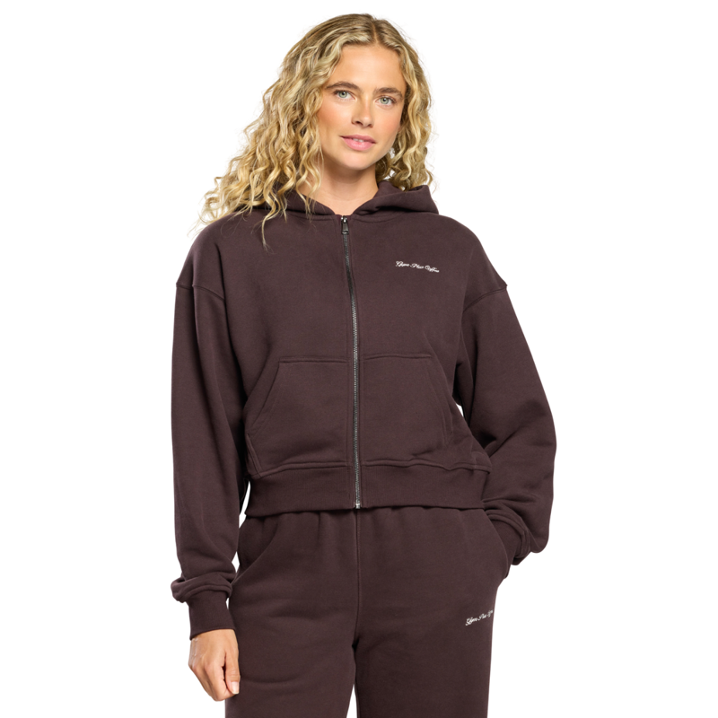 Gym + Coffee Women's Daily Zip Hoodie - Mocha Bean-1