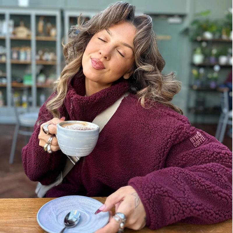 Gym + Coffee Women's Industry Fleece High Collar Jacket - Cherry Crush-1