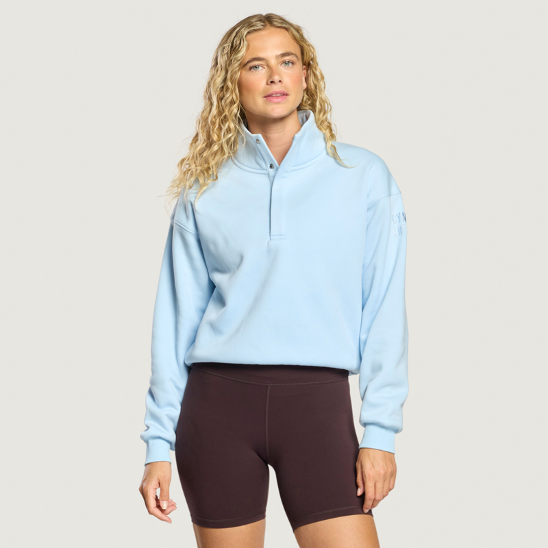 Gym + Coffee Women's Daily Snap Collar Sierra Sweatshirt - Glacial Blue