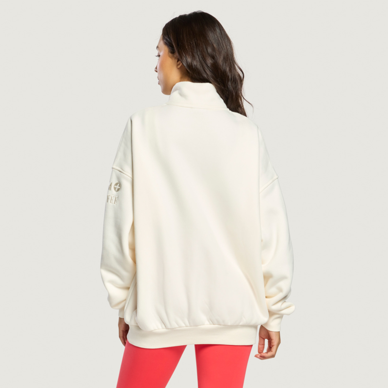 Gym + Coffee Women's Sierra Half Zip Sweatshirt - Warm White-1