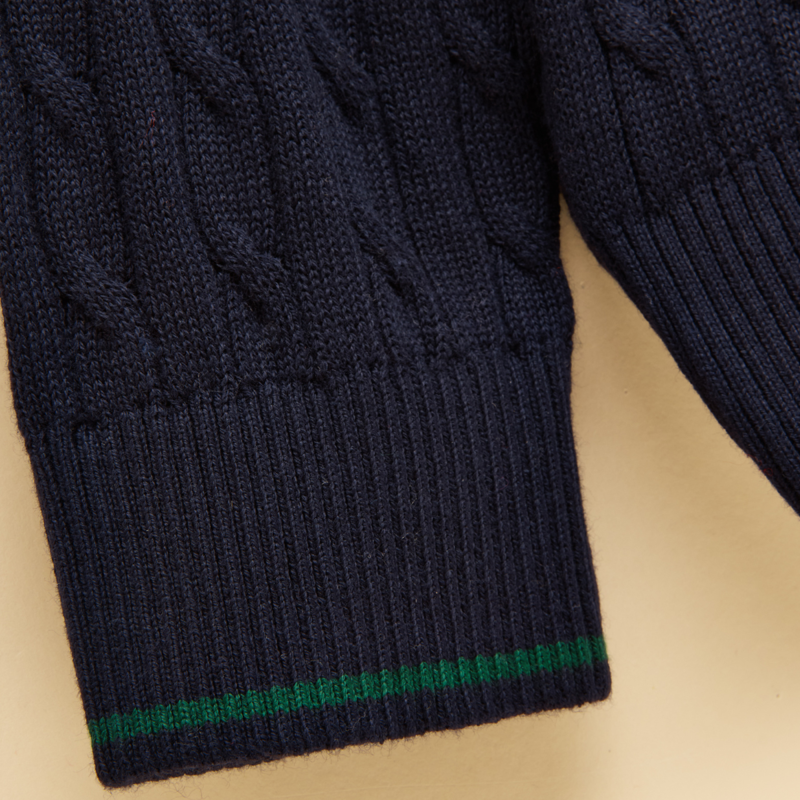 Joules Boys' Hillside Cable Knit Quarter Zip Jumper - Navy-2