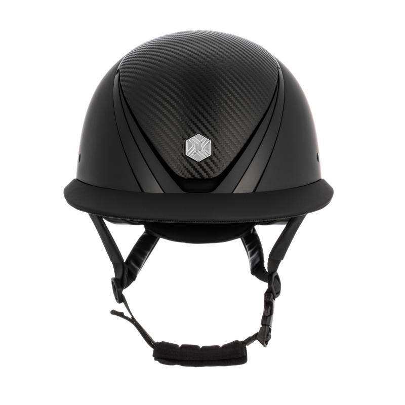 Charles Owen Hyda Wide Peak Carbon Riding Hat with MIPS - Black Matte/ Black Gloss-1