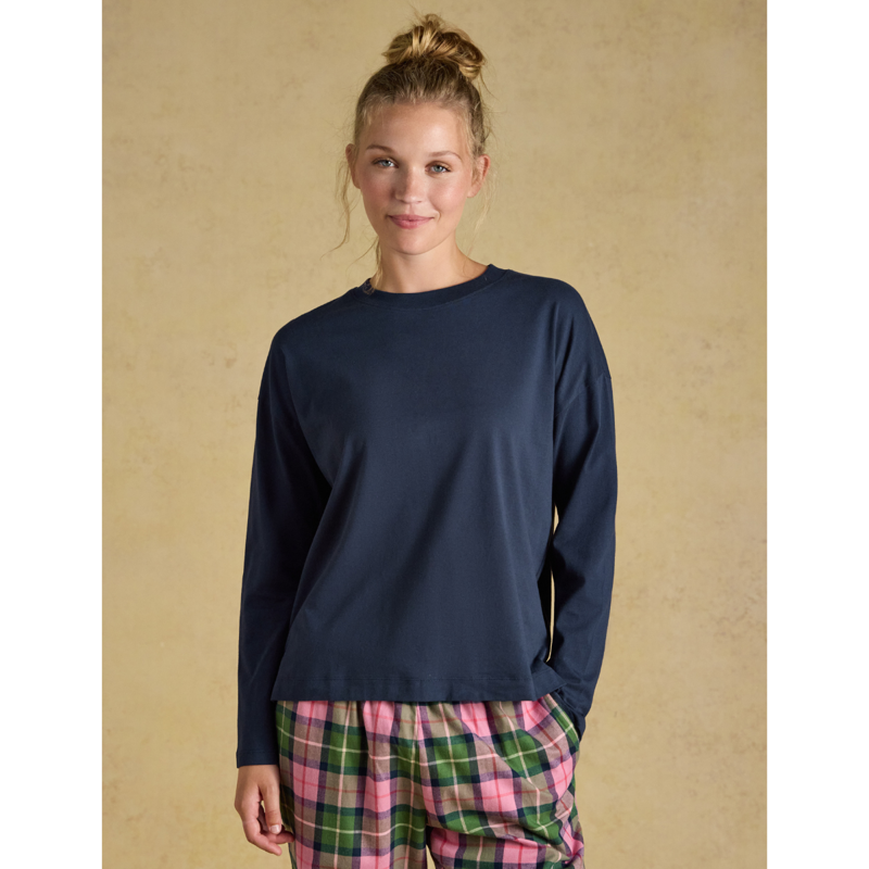 Joules Ladies Long Sleeve Pyjama Top - Navy-1
