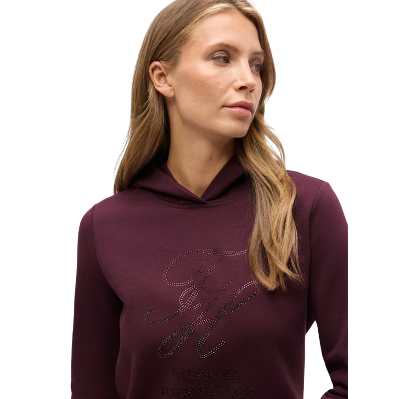 Tommy Hilfiger Capsule Collection Women's Estelle Rhinestone Hoodie - Deep Burgundy-2