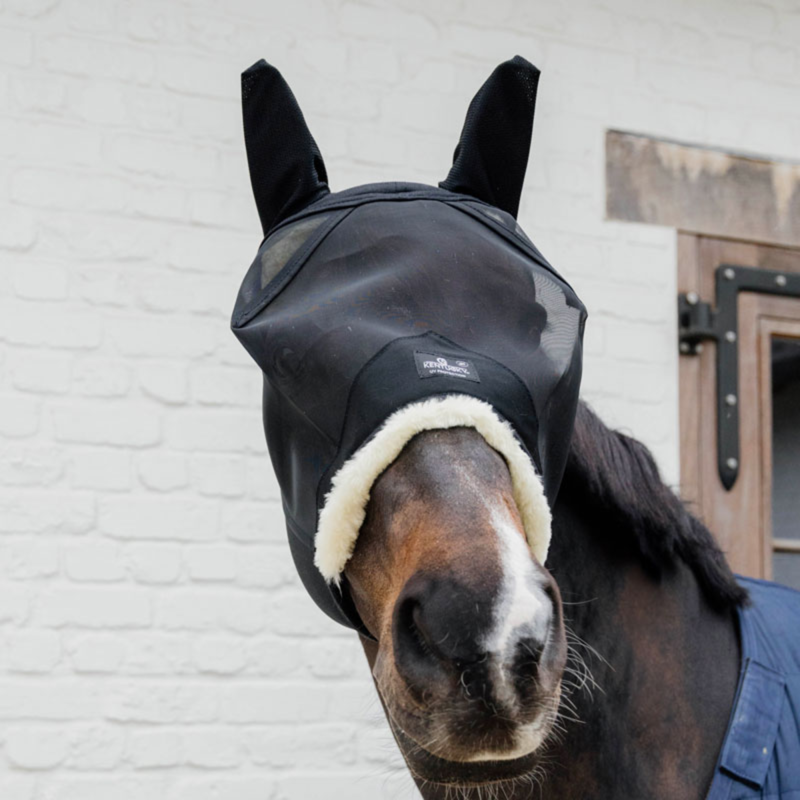 Kentucky Skin Friendly Fly Mask with Ears - Black-1