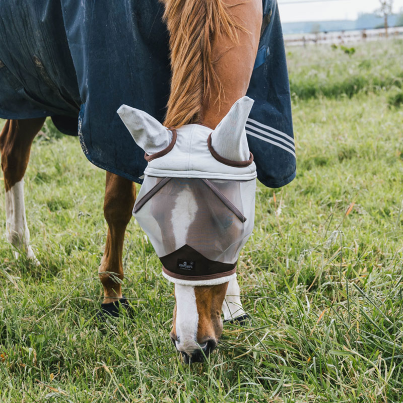 Kentucky Skin Friendly Fly Mask with Ears - Silver-1