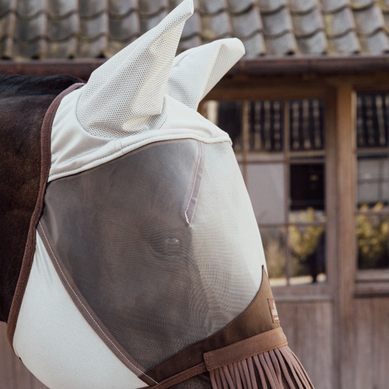 Kentucky Classic Fly Mask with Ears and Nose Tassels - Silver-2