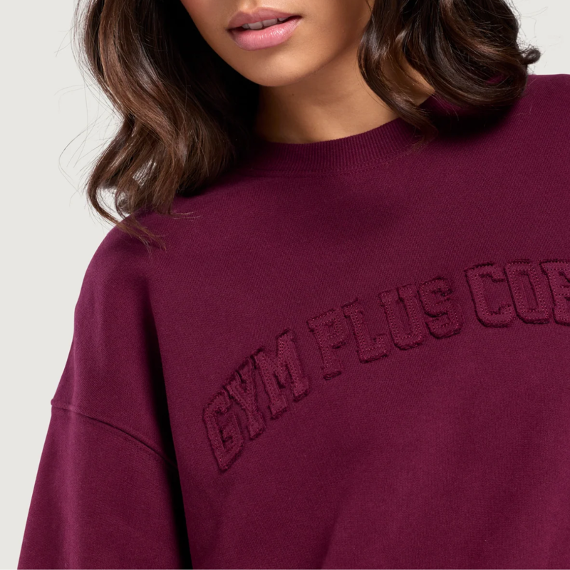Gym + Coffee Women's Daily Relaxed Fit Crewneck - Cherry Crush-4