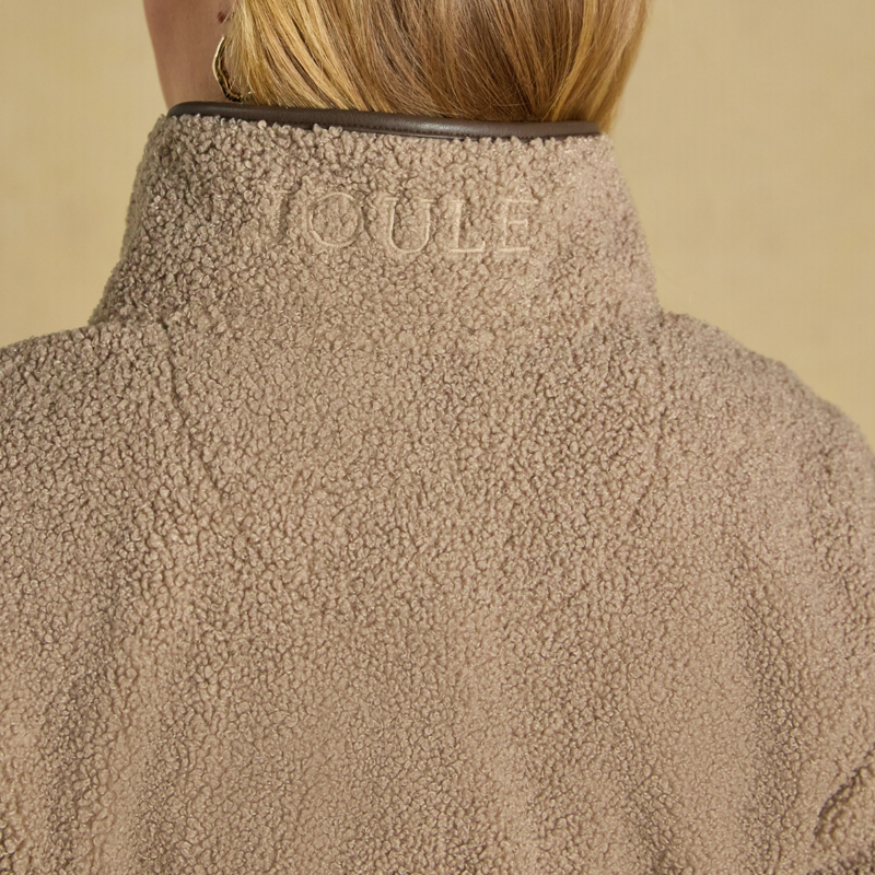 Joules Ladies Borg Fleece Heritage Longline Jacket - Mink Brown-5
