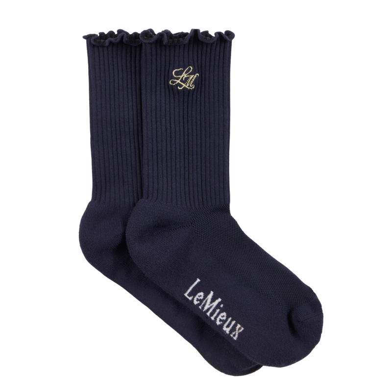 LeMieux Lustre Frill Edge Ribbed Socks - Sapphire-1