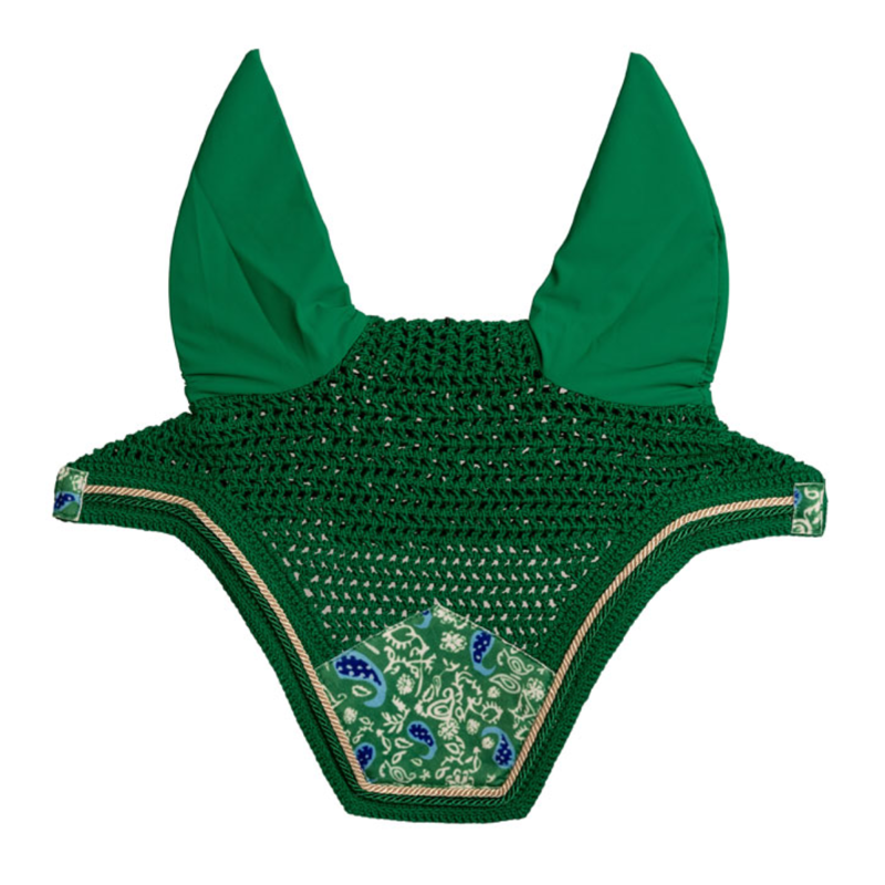 Kentucky Velvet Printing Wellington Fly Veil - Green/Navy-1