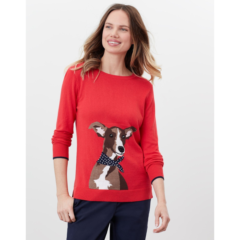 Joules Ladies Miranda Jumper - Red Dog-1