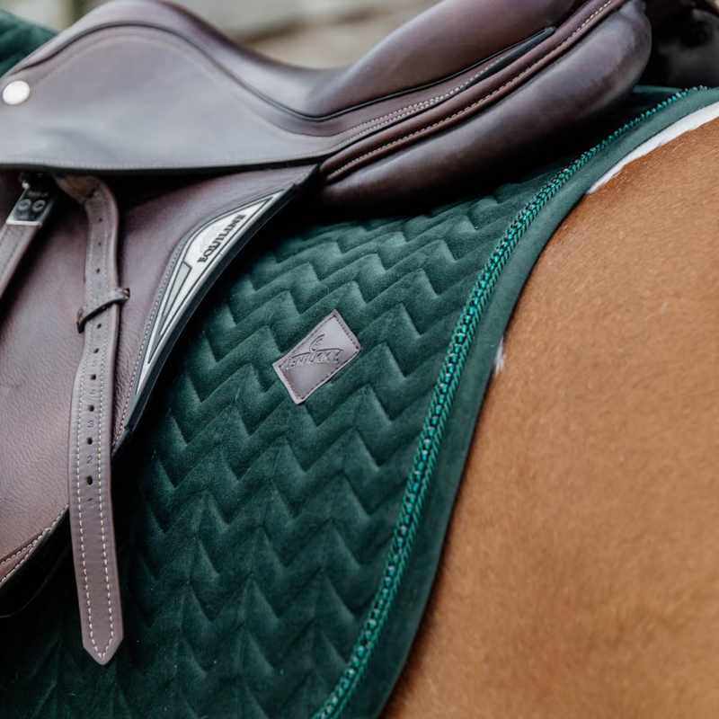 Kentucky Velvet Pearls Dressage Saddlepad - Pine Green-1