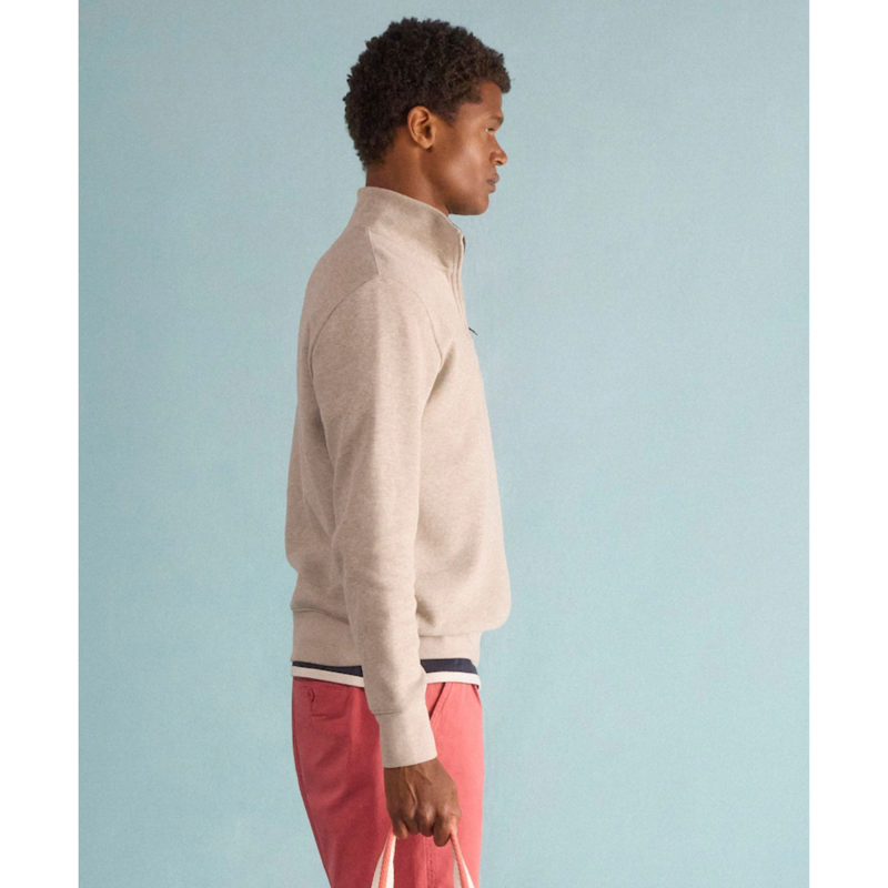 Joules Men's Alistair Quarter Zip Sweatshirt - Oatmeal-2