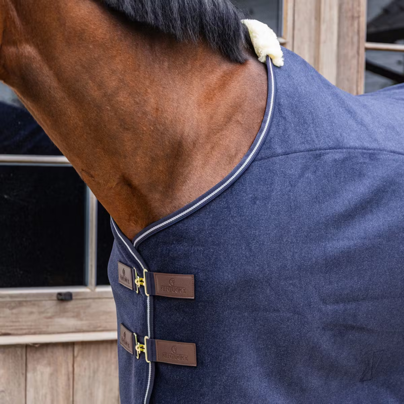 Kentucky Heavy Melange Fleece Rug - Navy-1