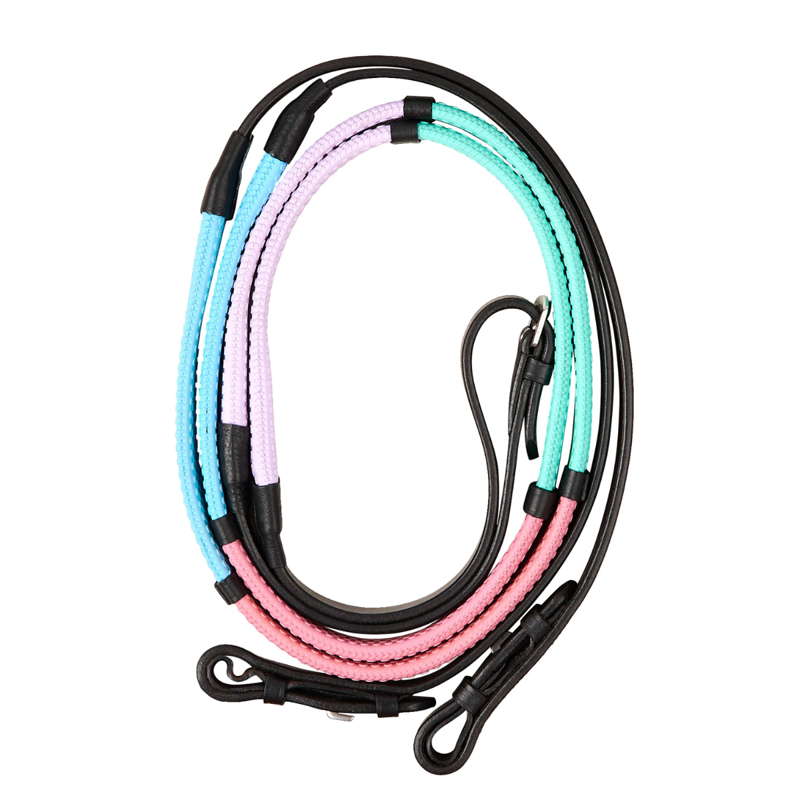 Dublin Pastel Rainbow Reins - Black/Multi