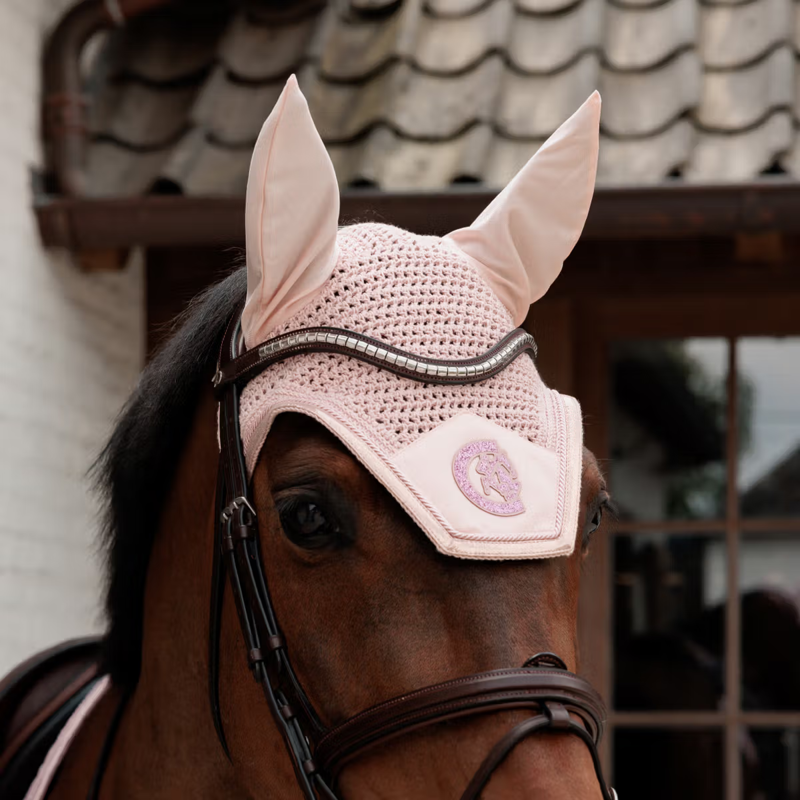 Kentucky Soundless Glitter Wellington Fly Veil Full - Old Rose-1