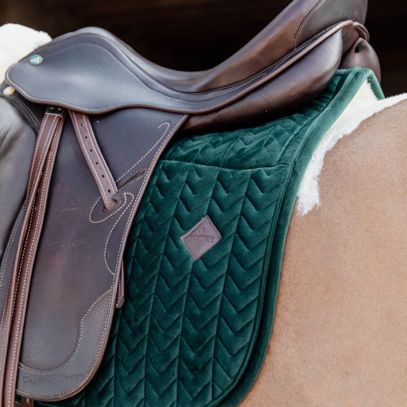 Kentucky Skin Friendly Velvet Dressage Saddlepad Full - Pine Green-1