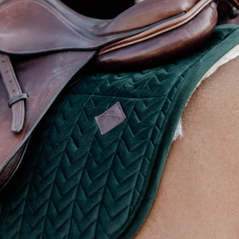 Kentucky Skin Friendly Velvet Jumping Saddlepad Full - Pine Green-1