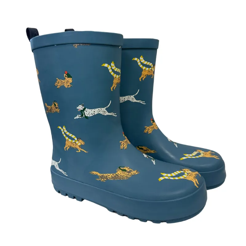 Sophie Allport Running Dogs Childs Wellingtons - Blue