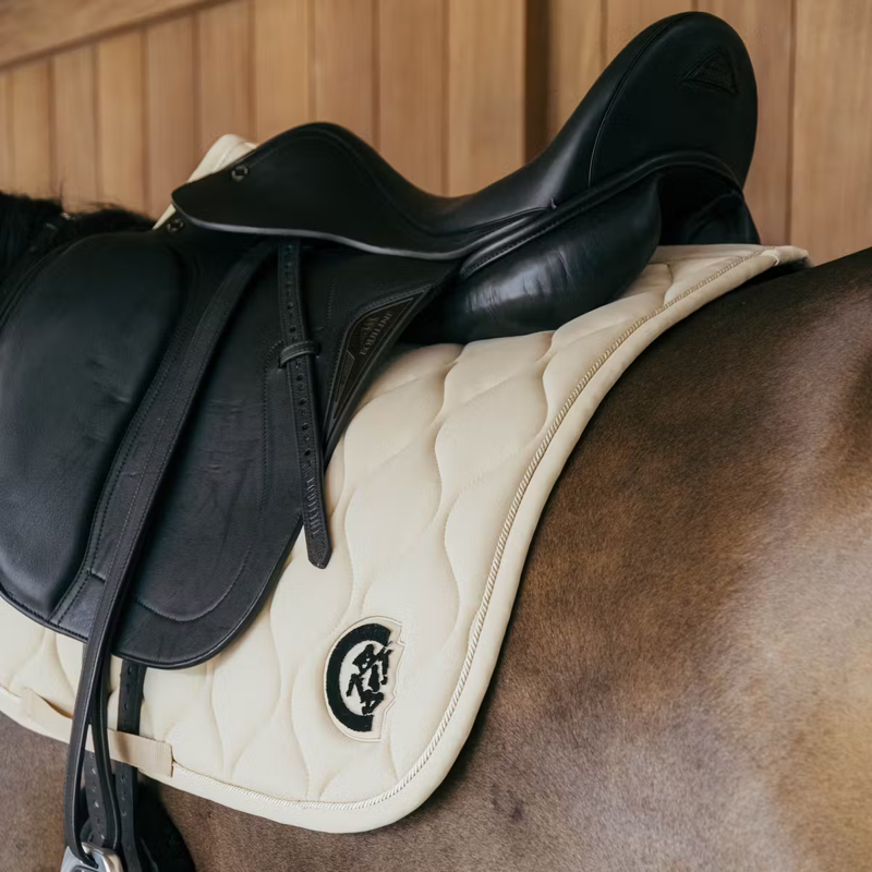 Kentucky Wave 3D Logo Dressage Saddlepad Full - Beige-1