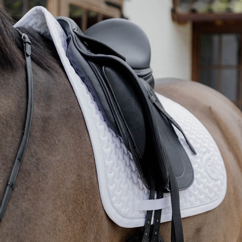 Kentucky Plaited 3D Logo Dressage Saddlepad Full - White-1