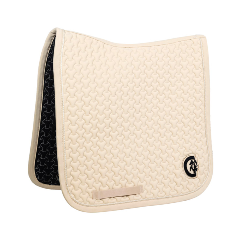 Kentucky Plaited 3D Logo Dressage Saddlepad Full - Beige-3