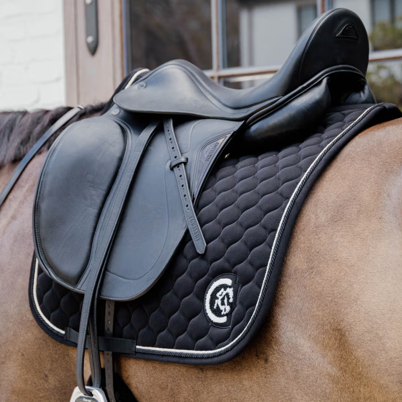 Kentucky Onion Quilt 3D Logo Dressage Saddlepad Full - Black-1
